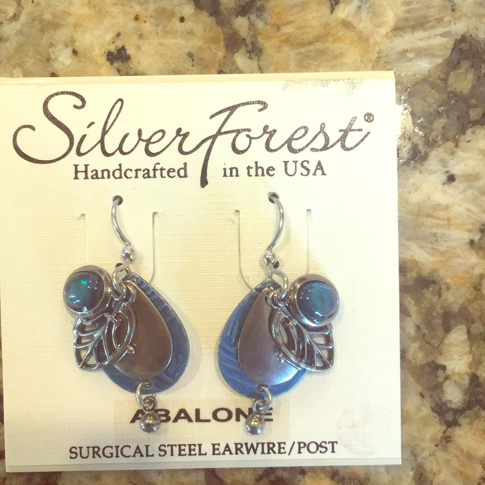 Silver Forest Abalone Earrings